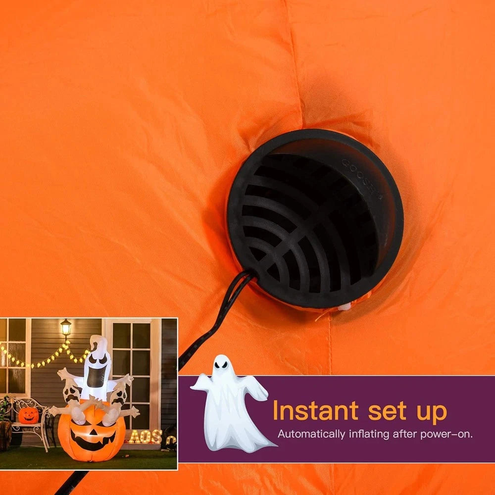 Halloween Inflatables | 4 Ft Tall | Ghost Pumpkin Design | Outdoor Lawn