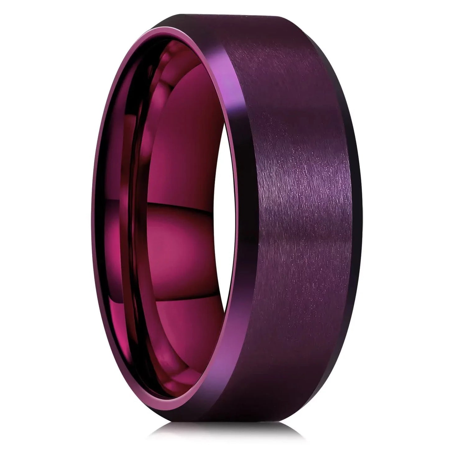 Rings | 8mm | Titanium Steel | Unisex Silver Matte Brushed Wedding Band