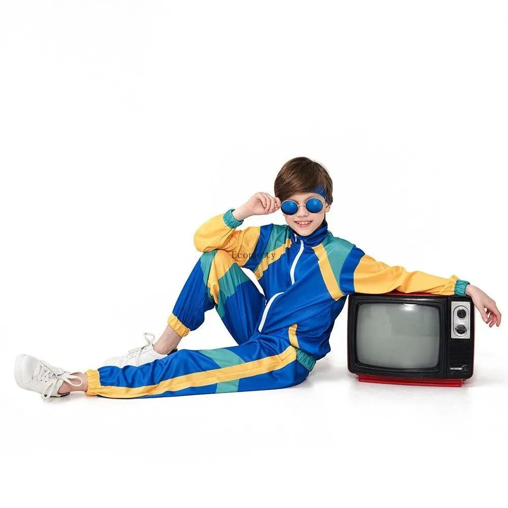 Retro Kids' Blue Disco Tracksuit - Perfect for 80s Parties & Cosplay