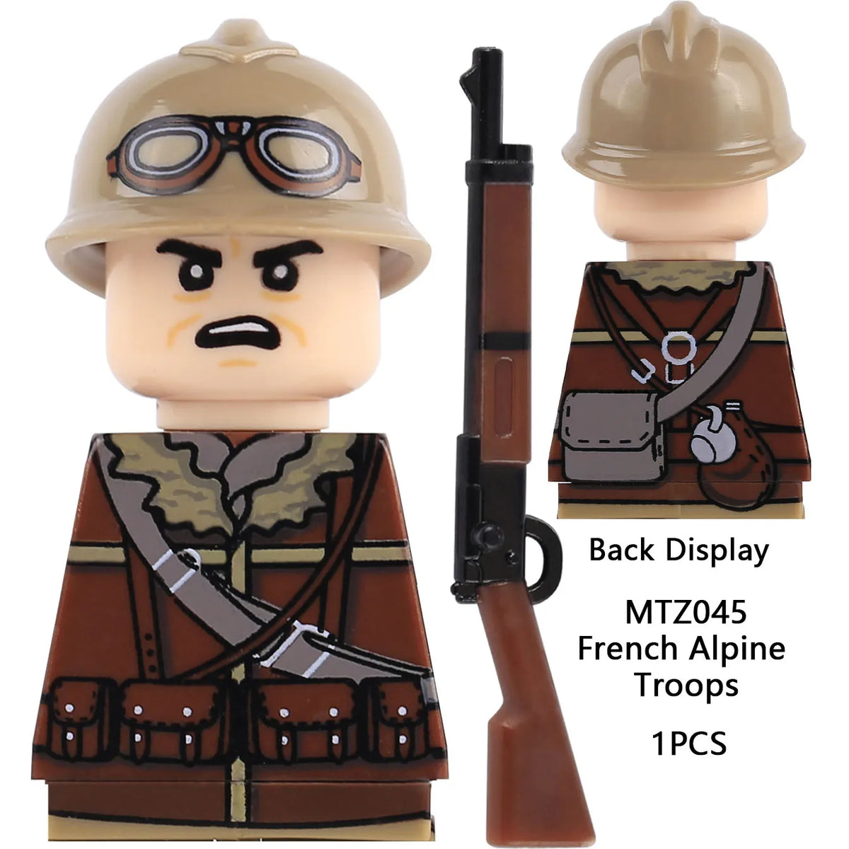 French Infantry Brick Set | WW2 Military Gear | Armor And Gun Kit | Kids Gift