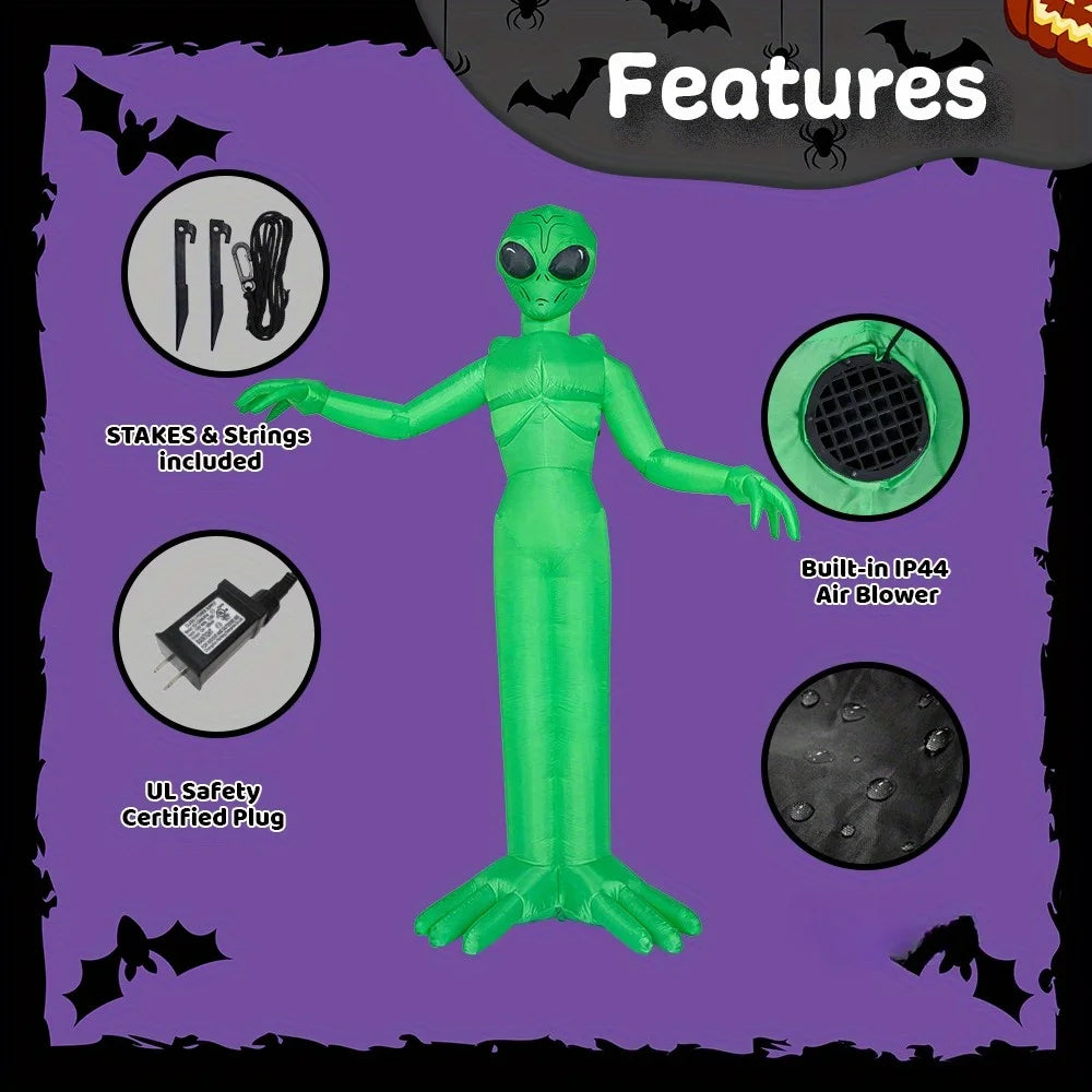 9 Ft Outdoor Inflatable | Led Lit Halloween Alien | Lawn Yard Decor | Seasonal