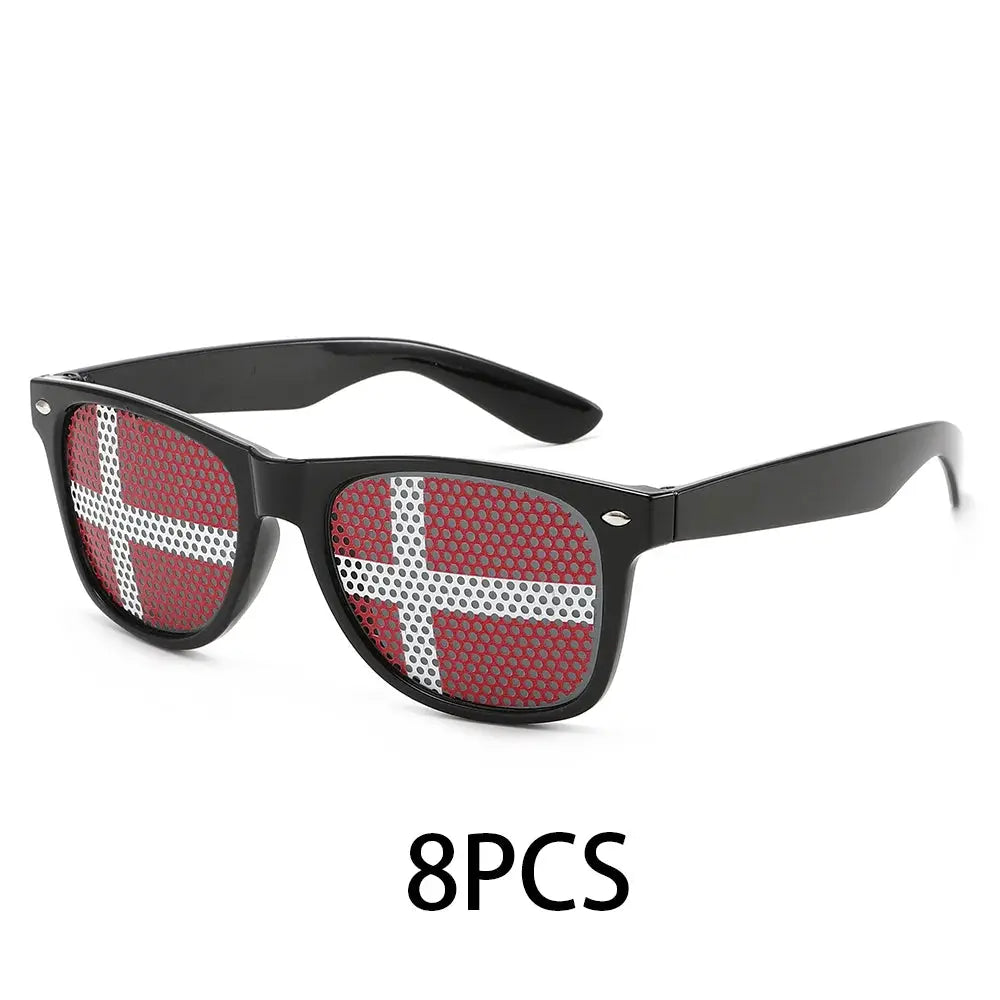 8PCS HD Vision Flag Sunglasses Football Match Fans Sun Glasses Comfortable Anti-slip Legs Sports Party Eyewear - ToylandEU