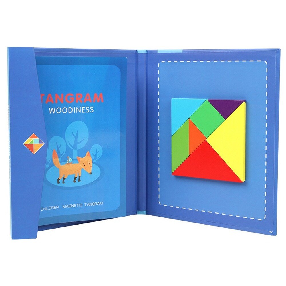 Educational Wooden Magnetic 3D Tangram Puzzle Drawing Board Toy for Children