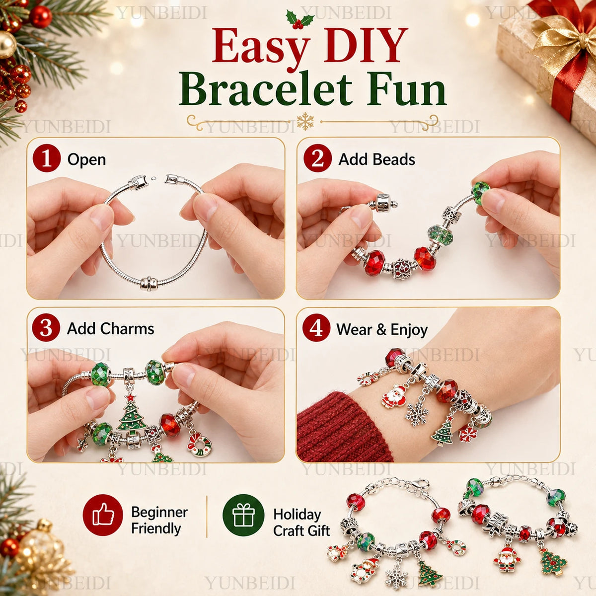 Advent Calendar | 24 Slot Charm Bracelet Blind Box | Alloy DIY Jewelry Set | Santa Series Gift