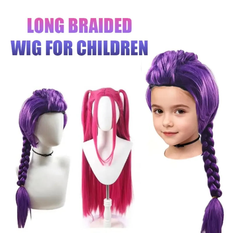 Kids Wig | Purple Long Braid Wig | Tiger Mouth Clamp | One Size