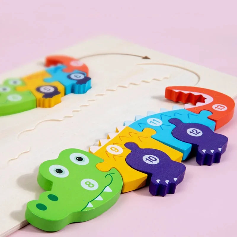 Wooden 3D Puzzle | Dinosaur Theme | Montessori Toy | Ages 3-6