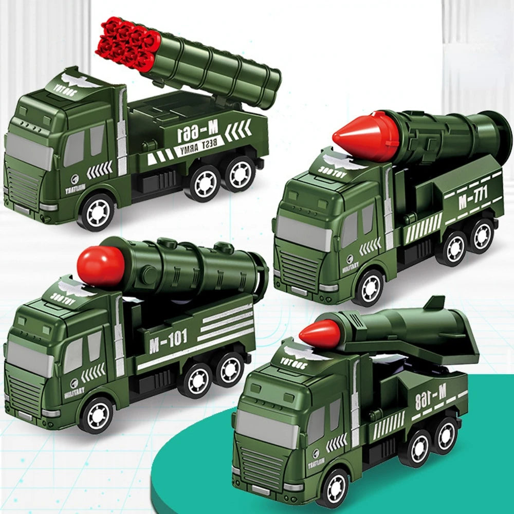 4-Pack Kids Toy Inertia Sanitation Trucks Set - Pull Back Military Models - ToylandEU