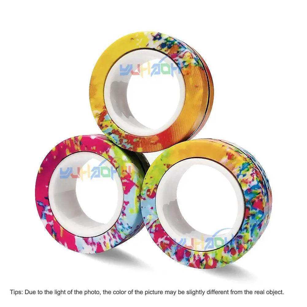 3PCS Fingertip Magnetic Rings Colorful Relief Fidget Toys Set for Adult Magnet Spinner - ToylandEU