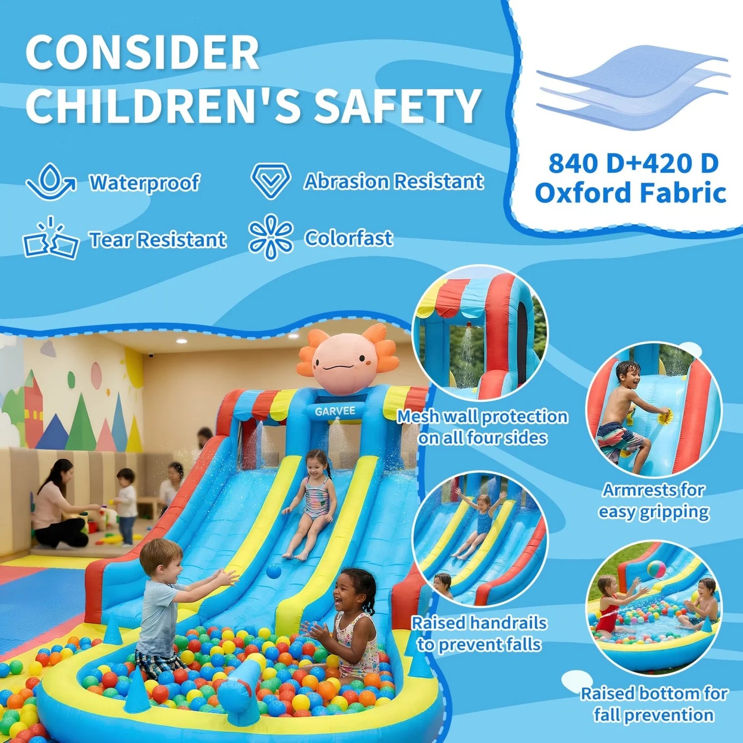 Inflatable Water Slide Park For Kids With Dual Slides