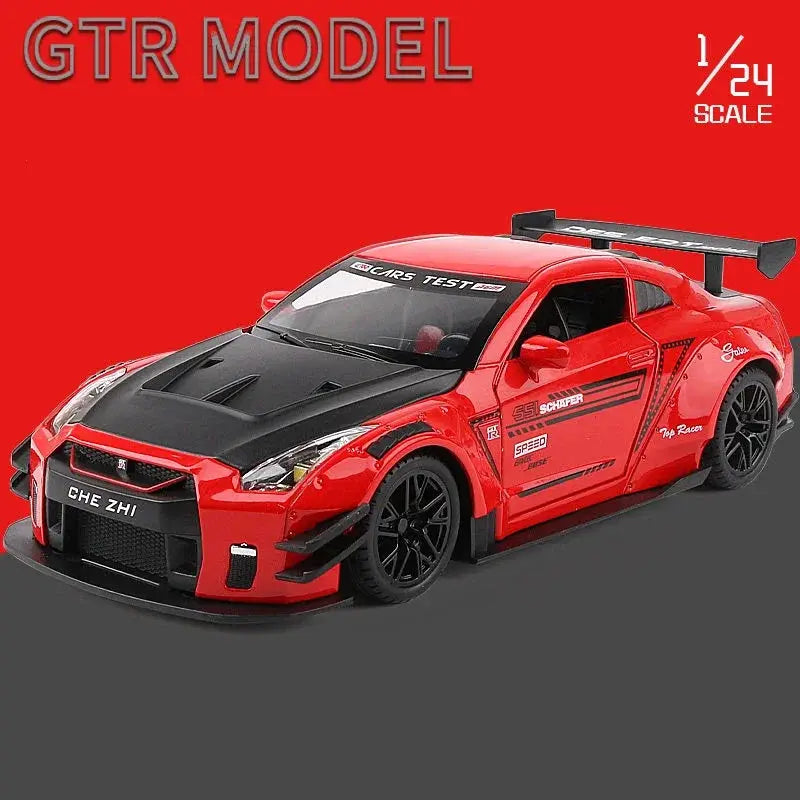 1:24 Skyline Ares Nissan GTR R34 R35 Alloy Sports Car Model Diecast Metal Racing Car Model Simulation Sound and Light Kids Gifts - ToylandEU