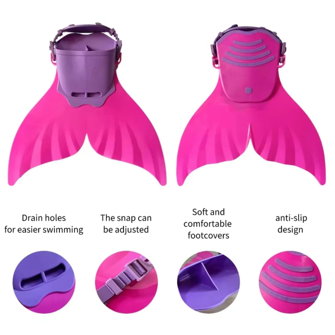 Kids Mermaid Fin Monofin | Silicone Fins | Two Types Included | Pink