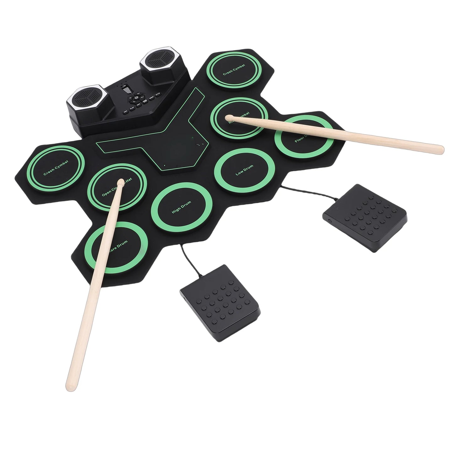 Roll Up Bluetooth Portable Electronic Drum Set With Led Lights