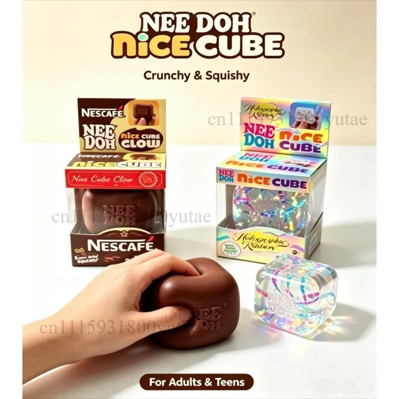 Stress Relief Squishy Cube | For Ages 14+ | Coffee Chocolate And Holographic