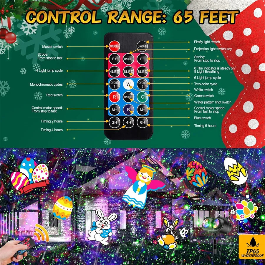 Laser Projector | 80 Pattern Scenes | Outdoor Rated | Christmas Yard Decor