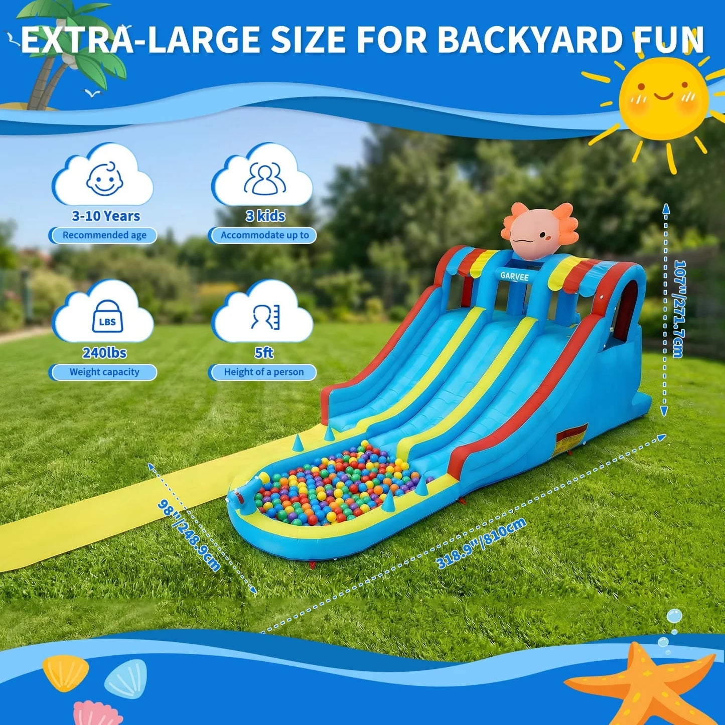 Inflatable Water Slide Park For Kids With Dual Slides
