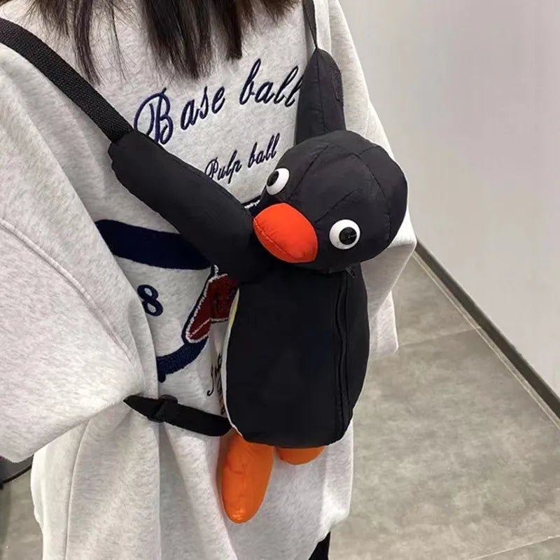 Cute Black Penguin Plush Backpack - 38cm Soft Stuffed Toy - ToylandEU