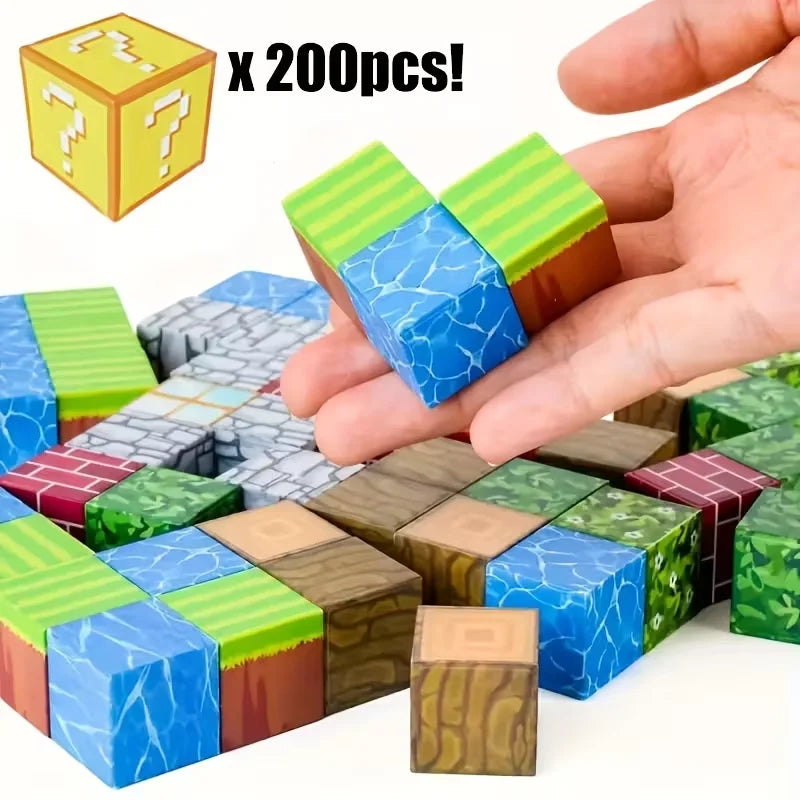 Magnetic Building Blocks Set | Multi Size Blocks | Pixel Cubes | 50/100/200 Pcs