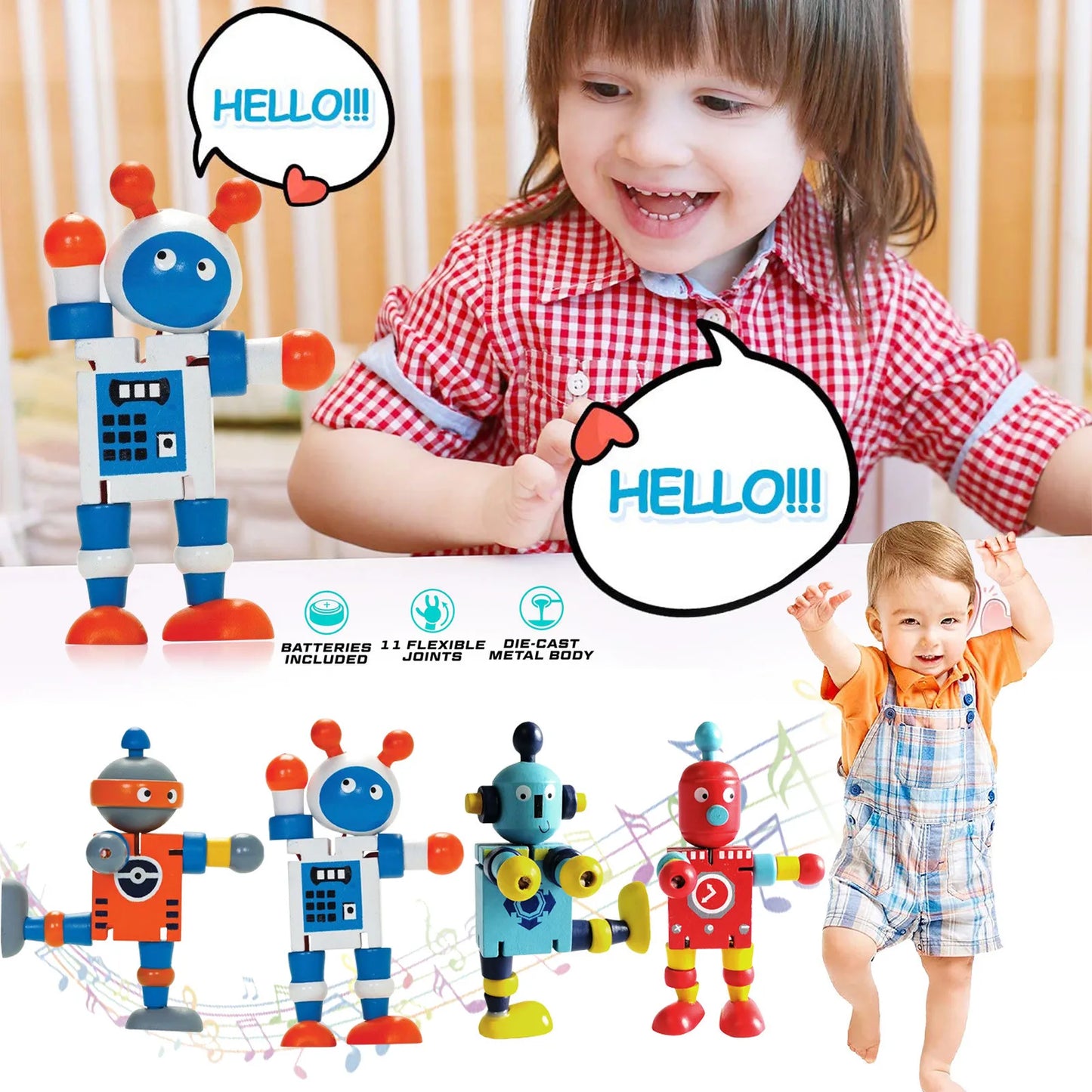 Vibrant Wooden Transforming Robot Toy - Fun Learning for Kids