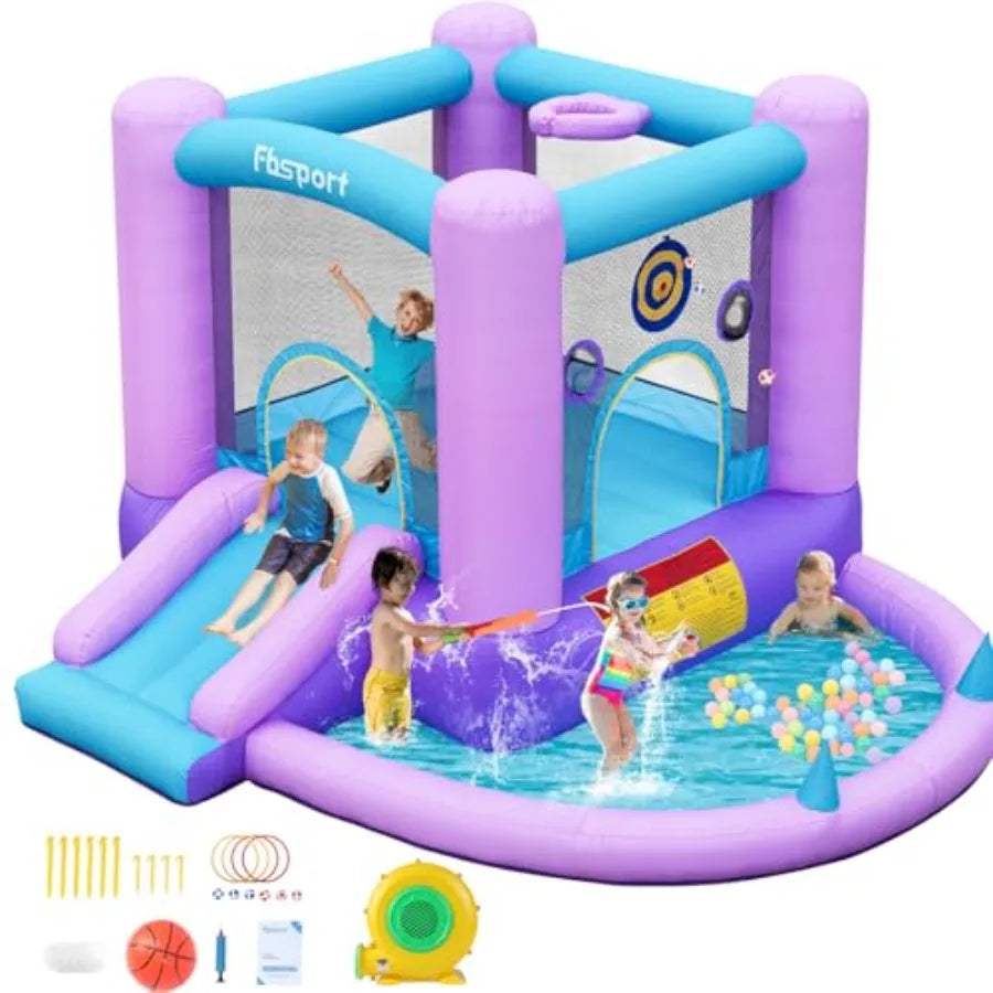 Inflatable Bounce House With Slide And Blower For Indoor Outdoor