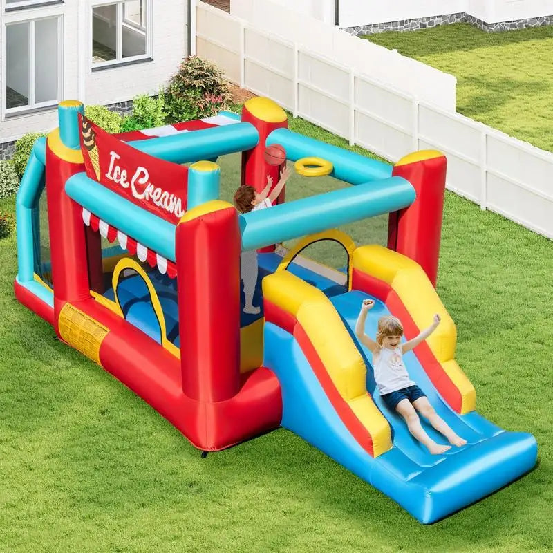 Five-In-One Inflatable Bounce House With Ball Pit And Slide