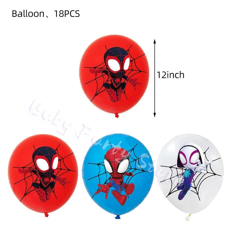 Spidey Tableware Kit | Plates And Cups | Latex Balloons | Birthday Backdrop