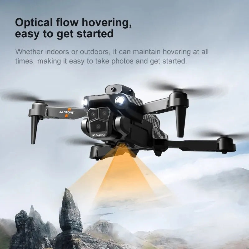 New K6Max Mini Drone Professinal Three Cameras Wide Angle Optical Flow