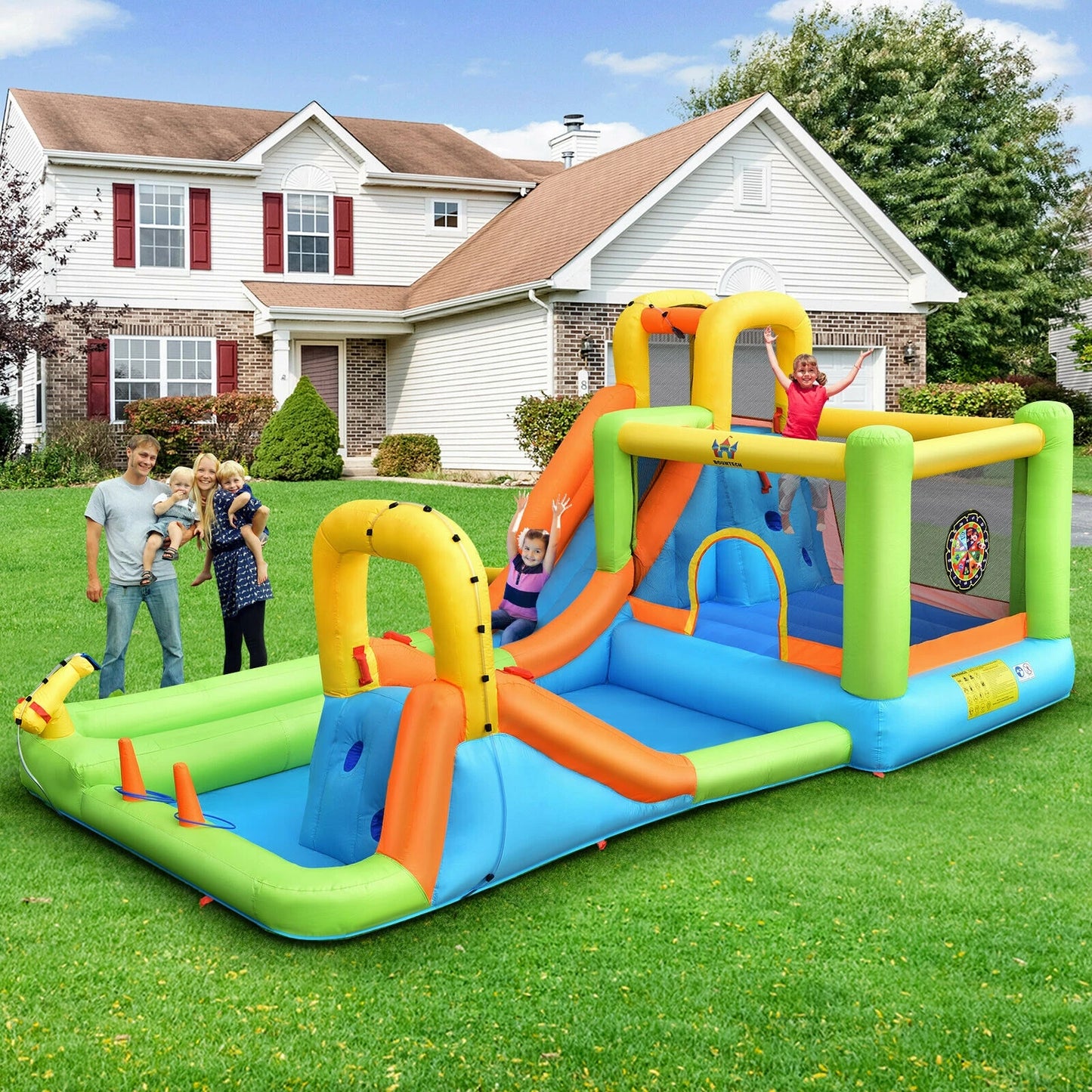 All In One Inflatable Water Slide Bounce House Splash Pool