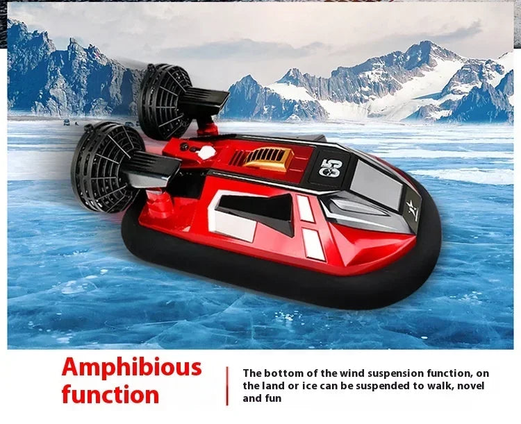 RC 4-Way Remote Control Amphibious Hovercraft Speedboat for Kids - High-Speed Electric Land and Water Racing Toy