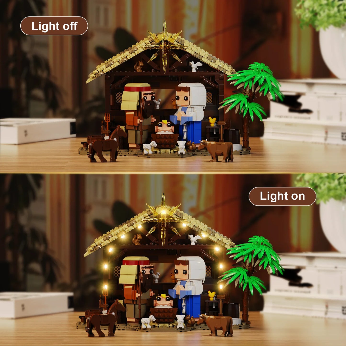 Nativity Blocks Set With Three Figures Lego Compatible Christmas Scene
