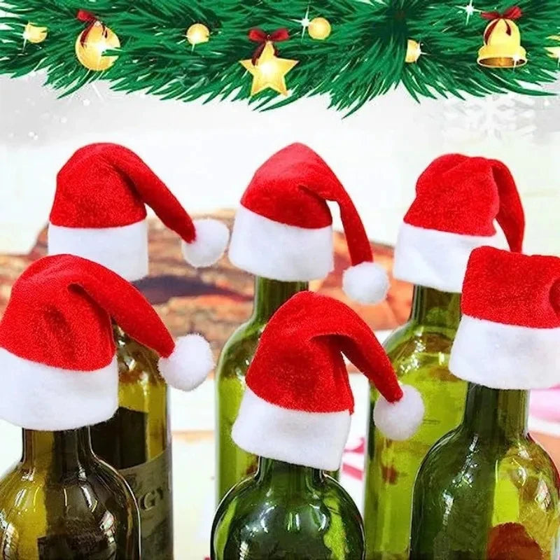 Mini Santa Hat Covers | Non Woven Material | Lollipop Caps | 7Cm Xmas Decor