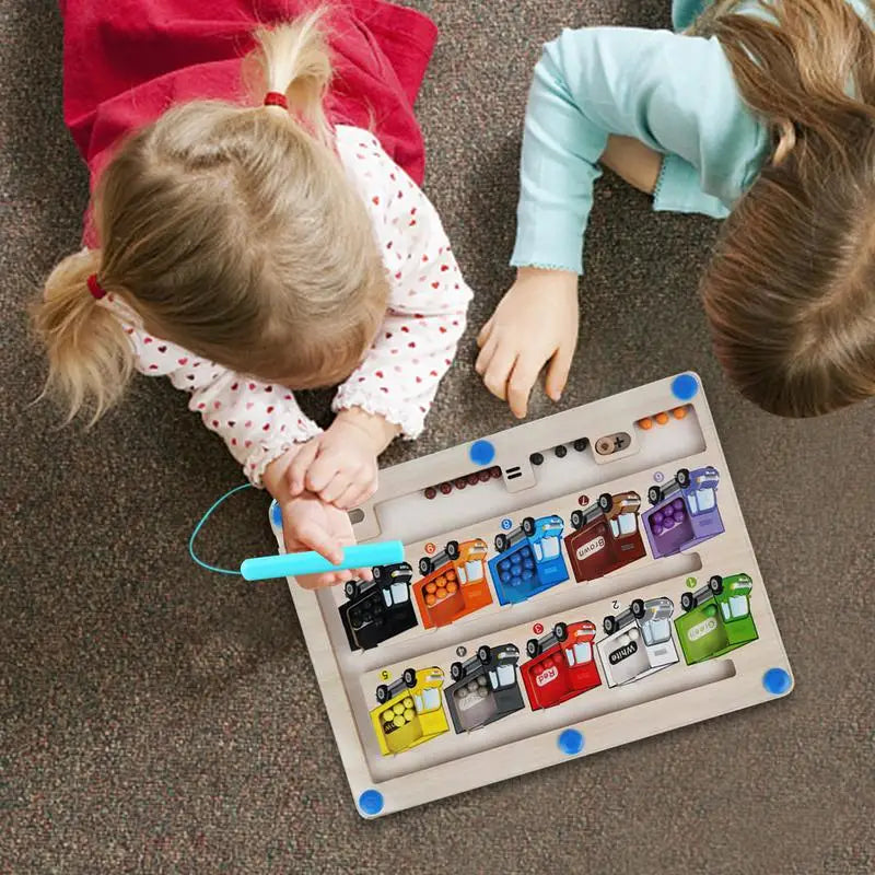 Magnetic Wooden Color & Number Maze - Fun Montessori Learning Toy