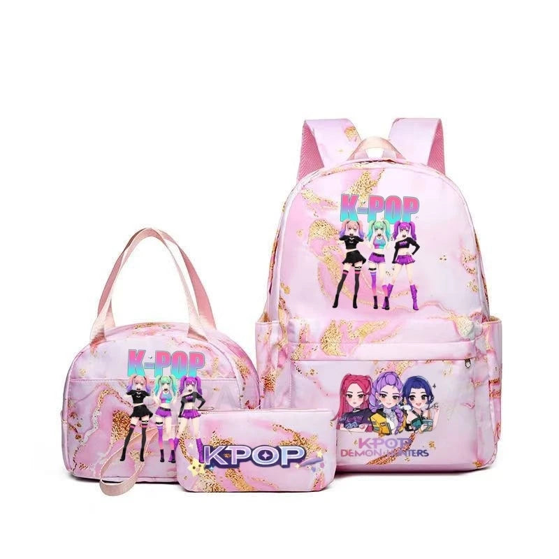 Pink Demon Hunter Backpack For Teens With Durable School Bag