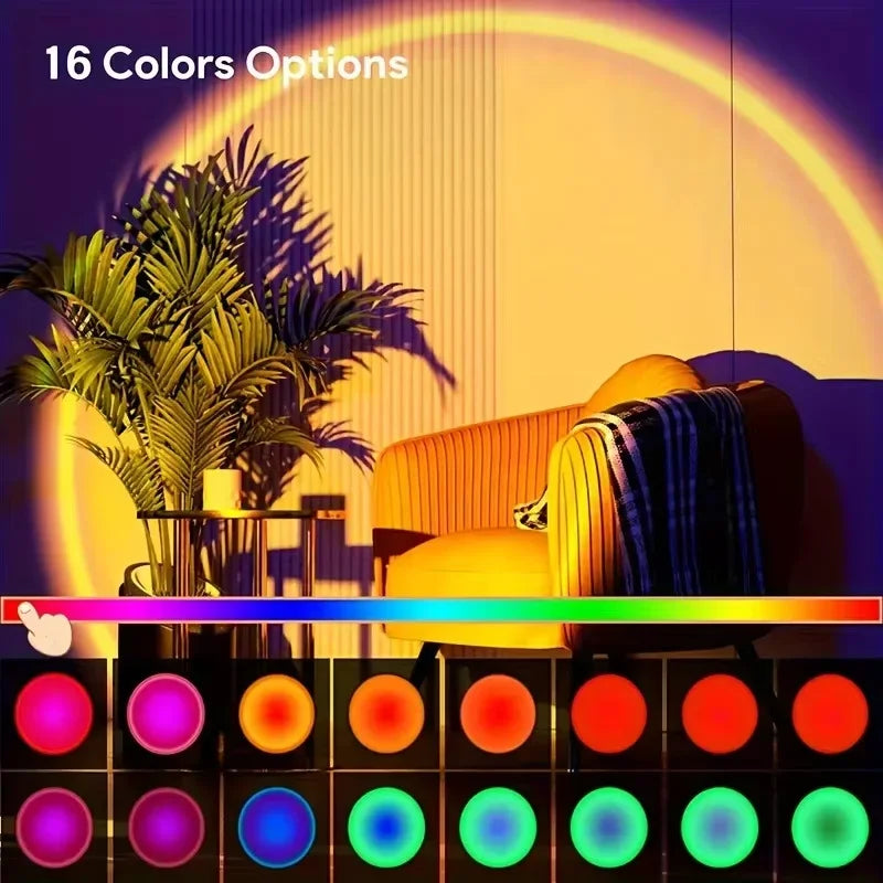 Sunset Projection Light | 16-Color Spectrum | USB Remote | Ambient Nightlight