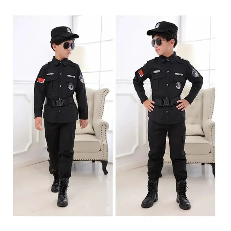 2025 Halloween Kinderen Politieagent Cosplay Kostuums Kids Kerstfeest Carnaval Politie Uniform Halloween Jongens Leger Kleding - ToylandEU