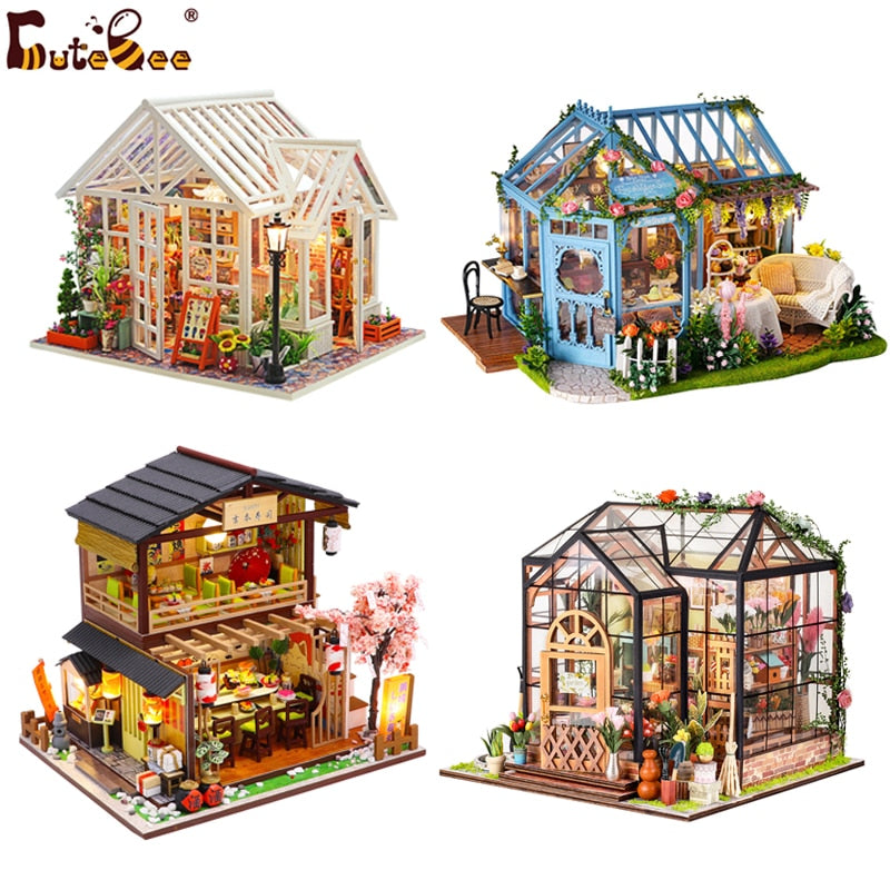 Wooden DIY Miniature Dollhouse with Garden Furniture Kit for Children's Birthday Gift - ToylandEU