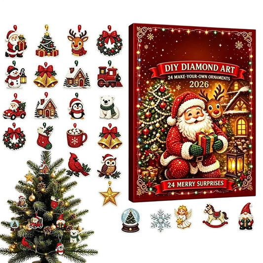 Advent Calendar | 24 DIY Diamond Painting Ornaments | Sparkling Rhinestone Kit | Craft Gift For Girls