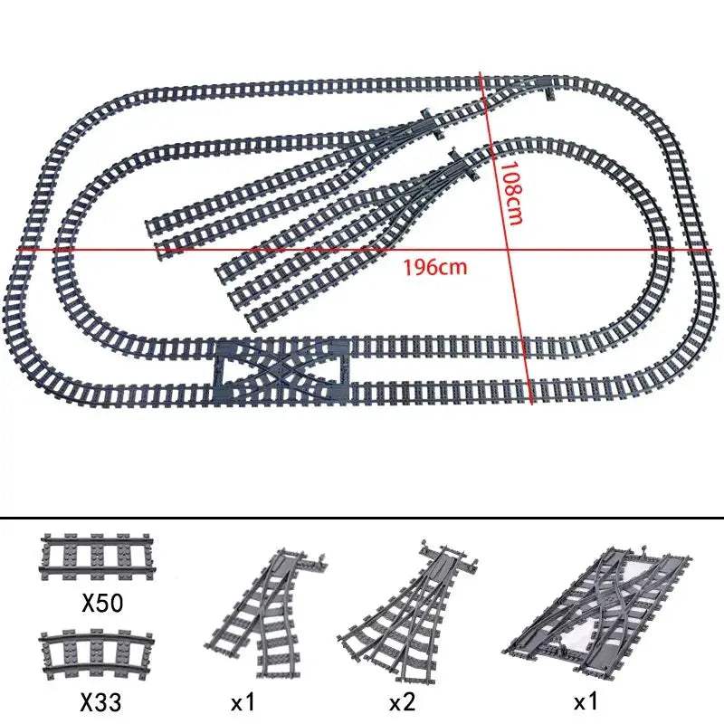 Flexible Train Tracks and Forked Crossing for Lego Compatible Blocks - ToylandEU