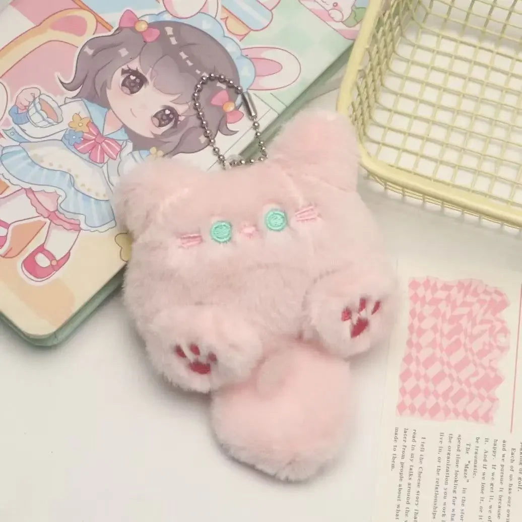 Adorable Cat Keychain Plush With Lobster Clasp For Bags