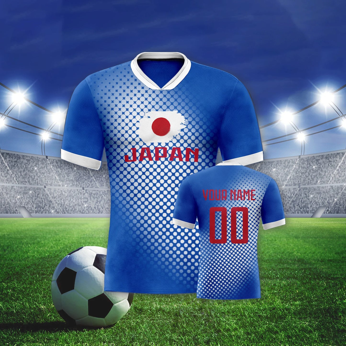 Customizable Japan Soccer Jersey with Personalized Name and Number - Breathable Youth Football Uniform for Men and Women (Sizes S-4XL)