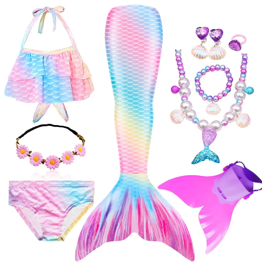 Girls Mermaid Tail Costume | Swimmable Mermaid Tail | Polyester Elastane | Sizes