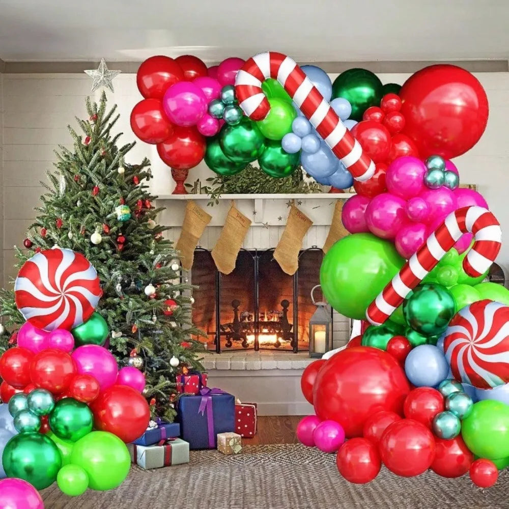 Candy Balloon Garland Kit | Christmas Theme | Hot Pink And Green | Party Decor