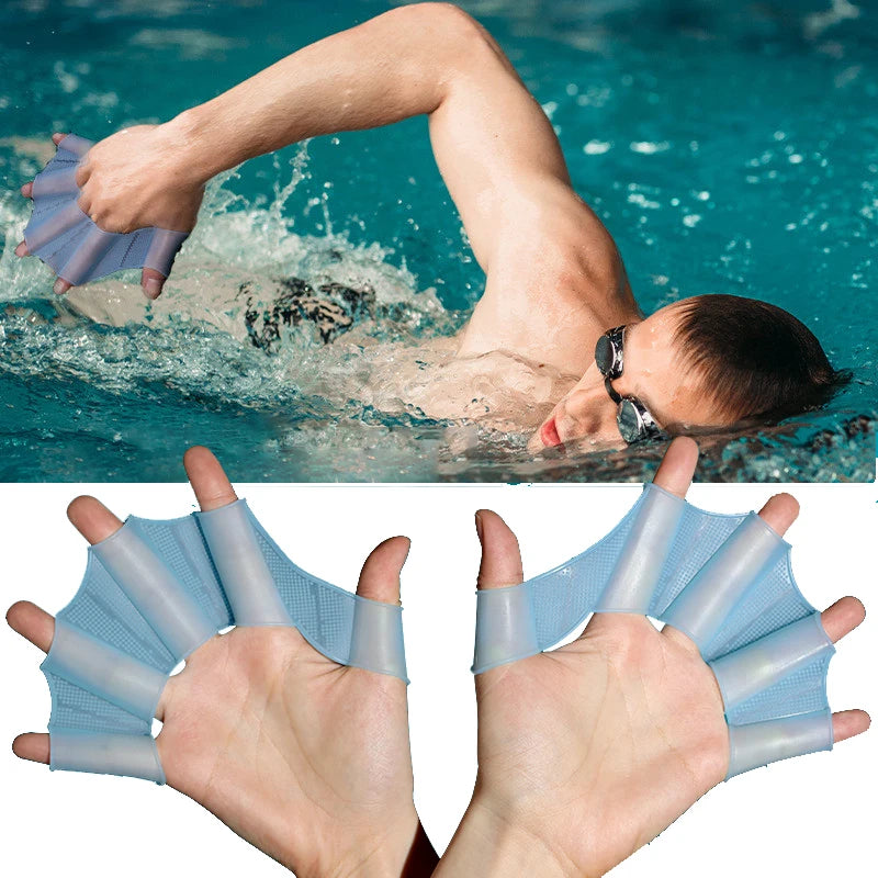 Silicone Hand Fins | Adult Size | Half Palm Covers | Freestyle Trainer