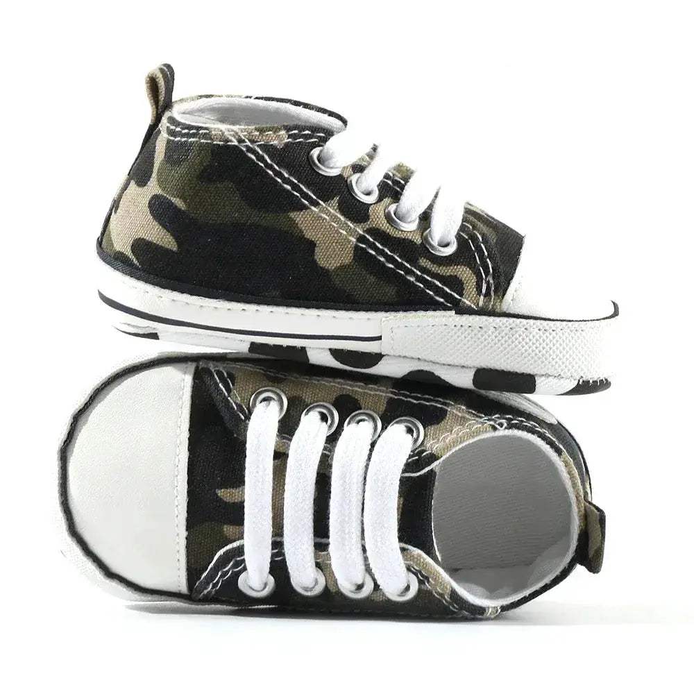 Star Print Canvas Baby Sneakers First Walkers Anti Slip Shoes - ToylandEU