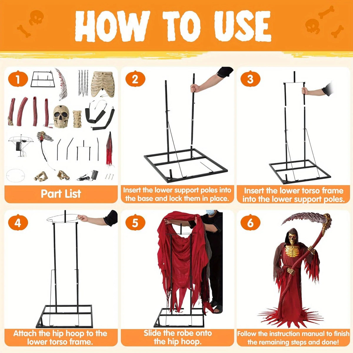 Animated Grim Reaper | 7Ft Tall | Motion Sensor | Halloween Decor