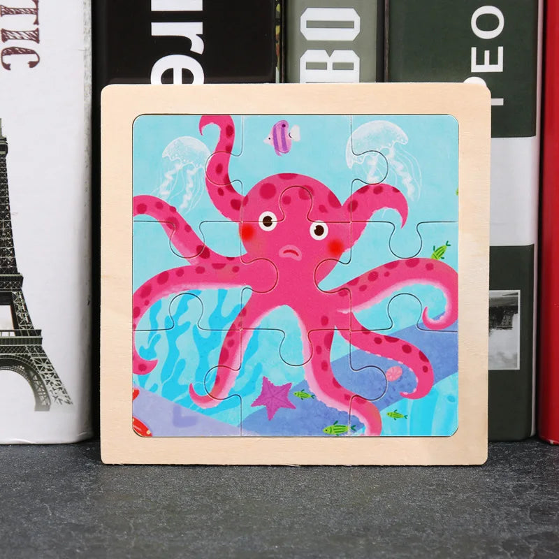 Wooden Jigsaw Puzzle | 11x11 cm | 3D Puzzle | Animal Cartoon Theme