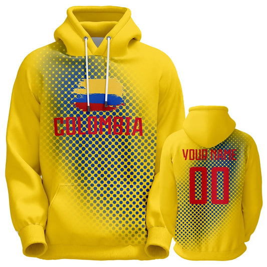 Personalized Colombia Soccer Hoodie for All Ages - Custom Name & Number 3D Printed Football Sweatshirt