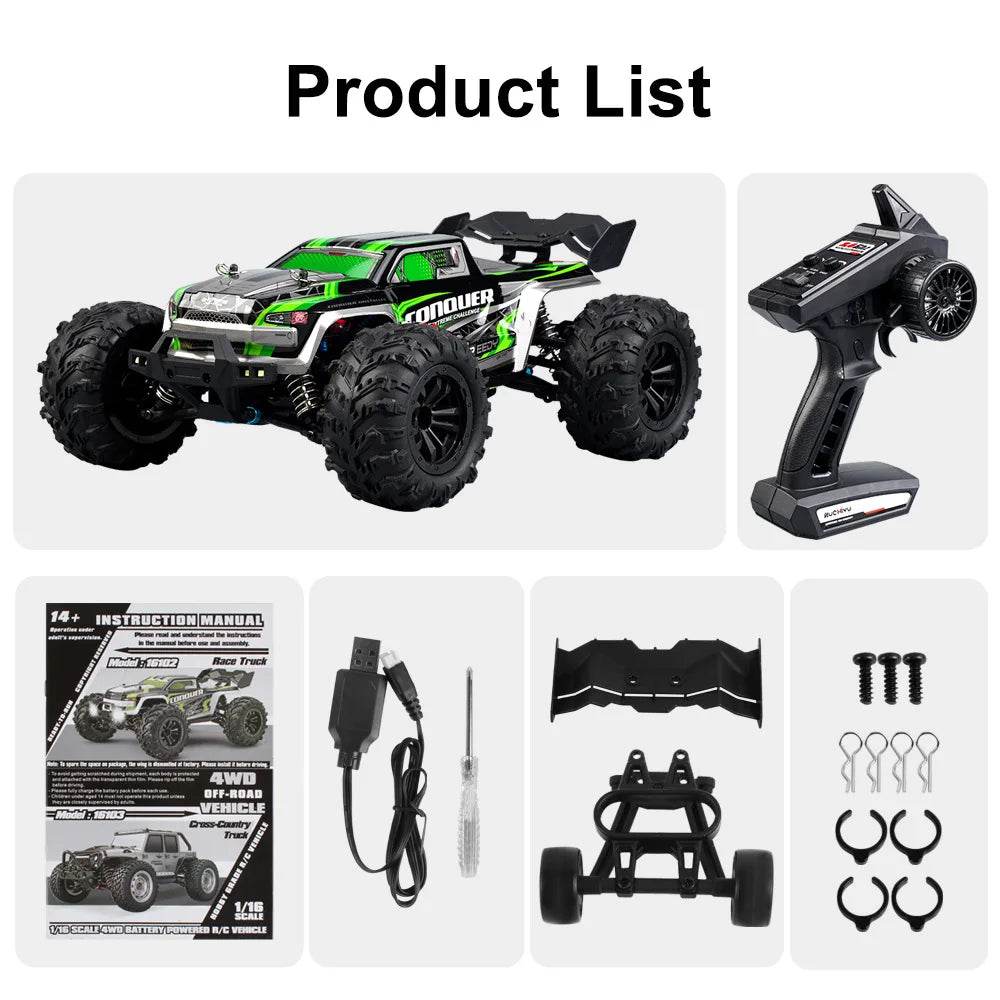16102 1:16 Rc Car With Led Light 4WD 50km/h High Speed Drift Vehicle - ToylandEU
