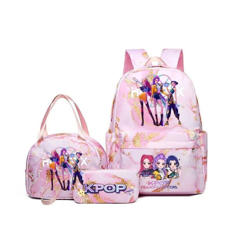 Pink Demon Hunter Backpack For Teens With Durable School Bag