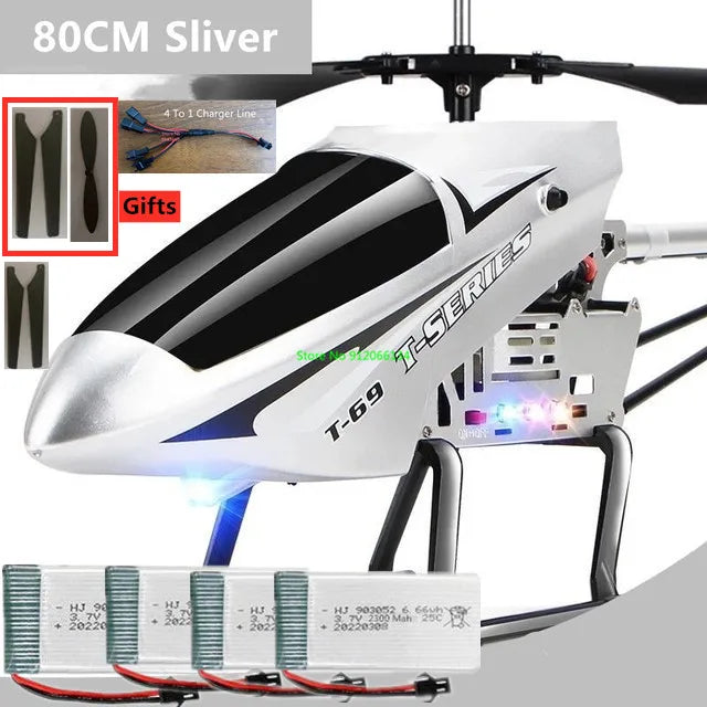 RC 150M Remote Control Large Alloy Electric Helicopter Drone Toy with LED Lights and Anti-Fall Design