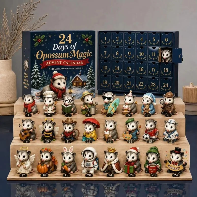 Advent Calendar | 24 Day Highland Cow Mini Figures | Numbered Compartments | Farmhouse Holiday Decor